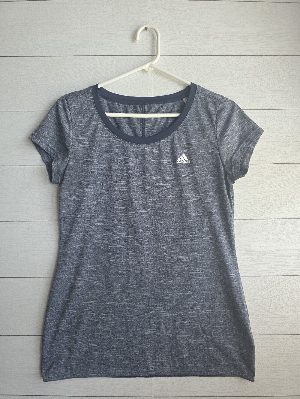 Adidas Climalite Heathered Blue Scoop Neck Athletic T-Shirt Size Medium